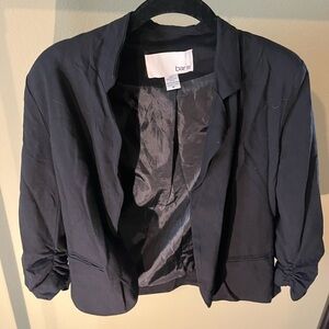 Bar III Open Front Knit Cropped Blazer Jacket M Black Used